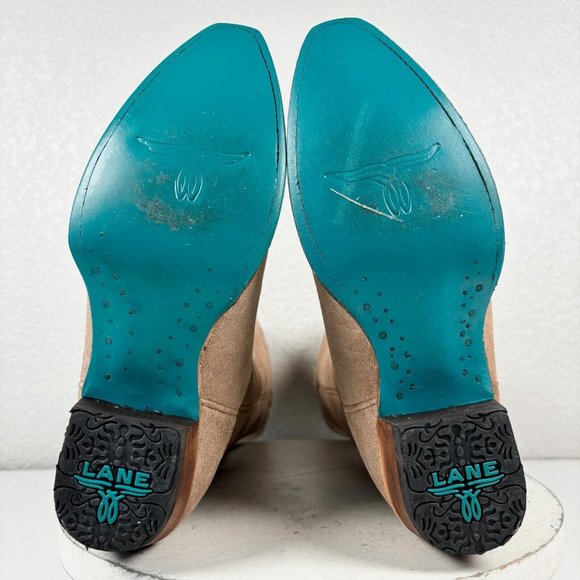 Lane SQUASH BLOSSUM Brown Cowgirl Boots 7.5 Suede Cowboy Snip Toe Western Wear - Picture 8 of 10